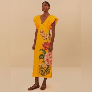 NWT Farm Rio Spring awakening linen midi dress